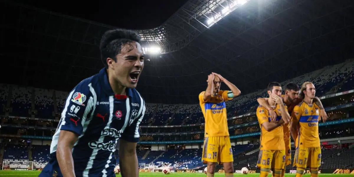 Iker Fimbres festejando y jugadores de Tigres/Foto Once Diario.