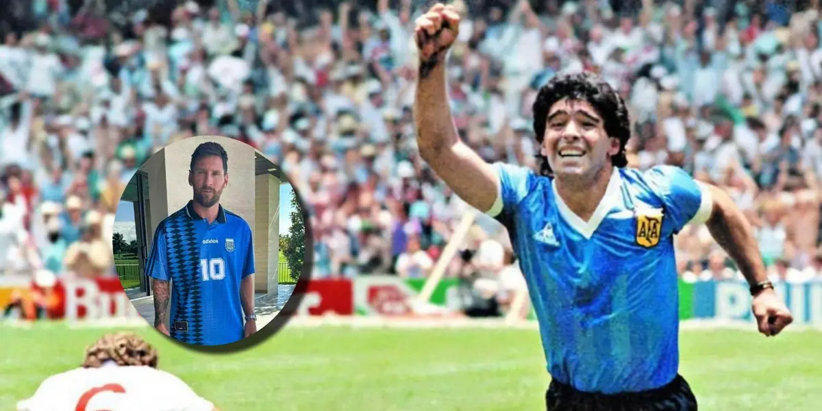 ‘La Pulga’ recordó a Maradona con la camiseta albiceleste del 94'. 