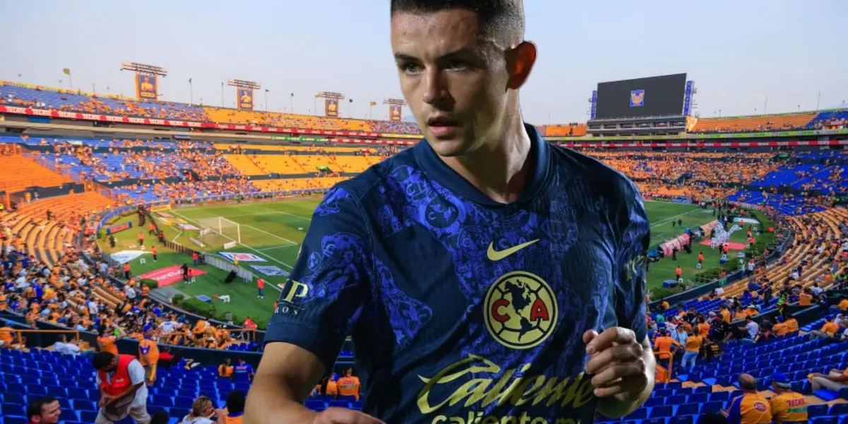 Álvaro Fidalgo y al fondo el estadio de Tigres (Foto: GettyImages)