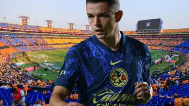 Álvaro Fidalgo y al fondo el estadio de Tigres (Foto: GettyImages)