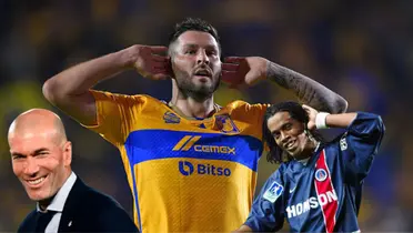 André-Pierre Gignac durante un partido con Tigres en la Liga MX