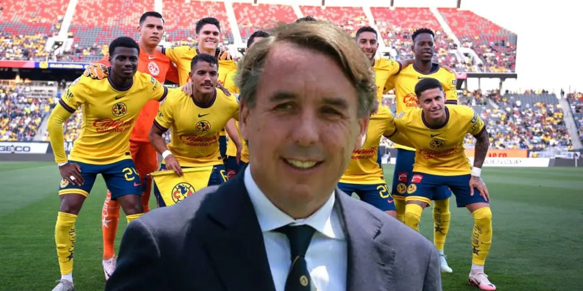 Emilio Azcárraga y al fondo el Club América (Foto: Twitter)