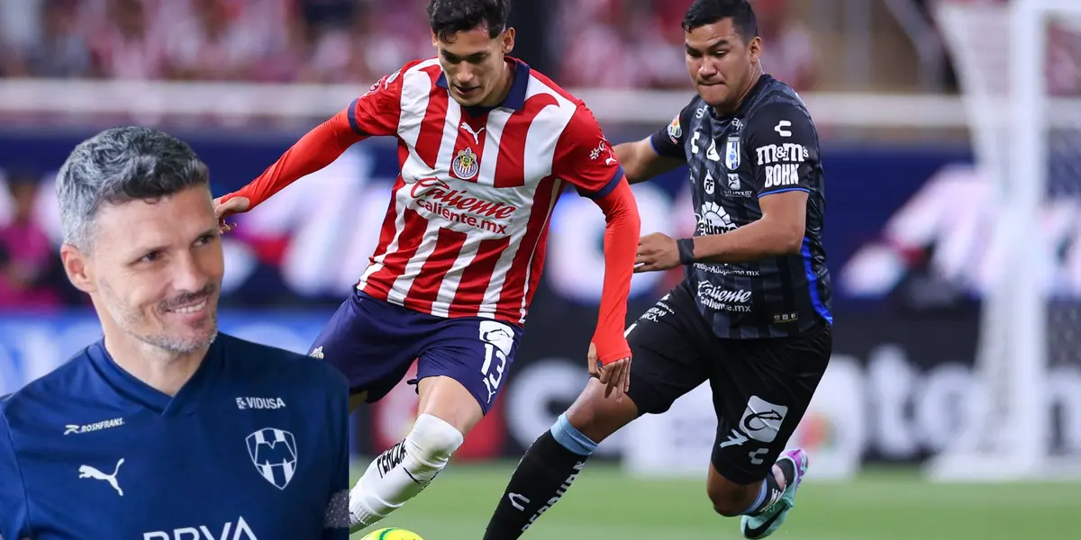  Fernando Beñtrán pelea un balón dividido vs Gallos Blancos y Fernando Ortiz | Foto: Chivas