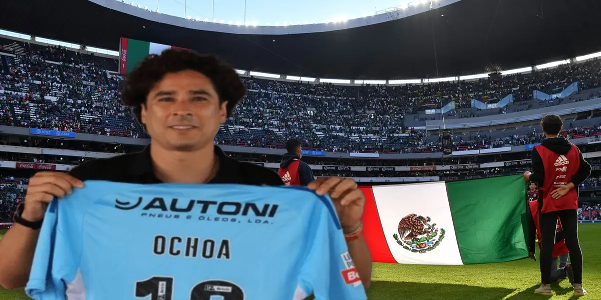 Guillermo Ochoa luciendo dorsal y bandera de México/ Foto Mi Selección.