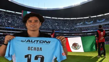 Guillermo Ochoa luciendo dorsal y bandera de México/ Foto Mi Selección.