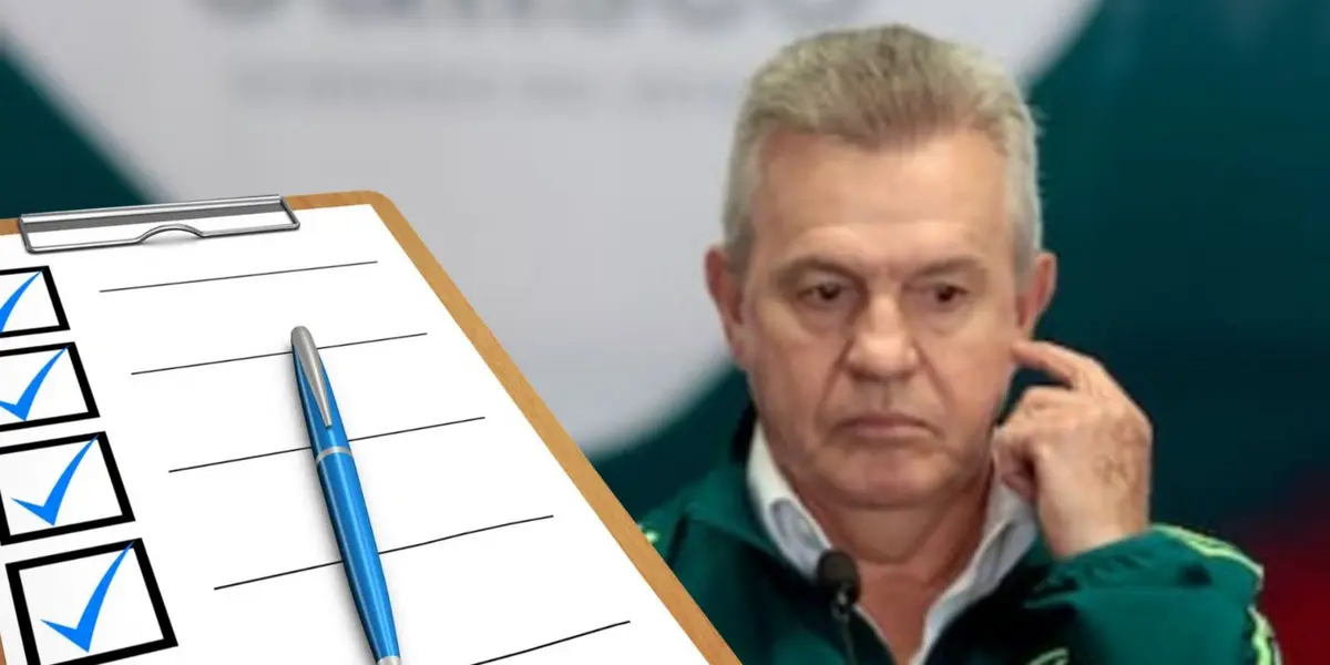 Javier Aguirre muy pensativo y a lado una lista (Foto: X @miseleccionmx)