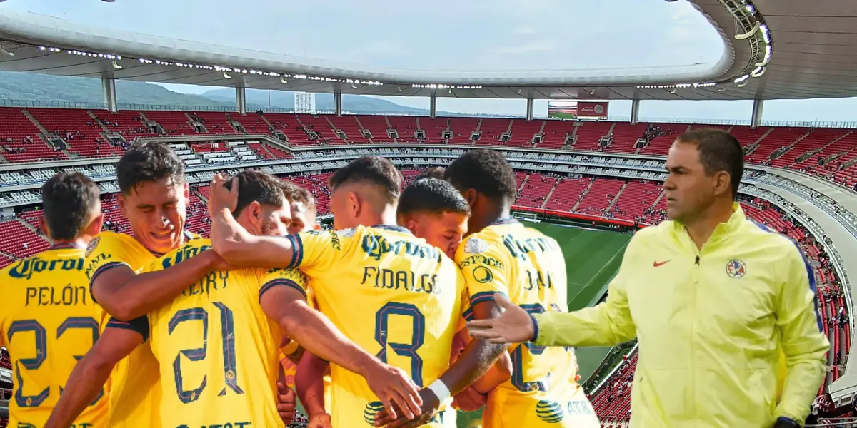 Jugadores del América en el Estadio Akron y André Jardine/Foto Wikipedia.