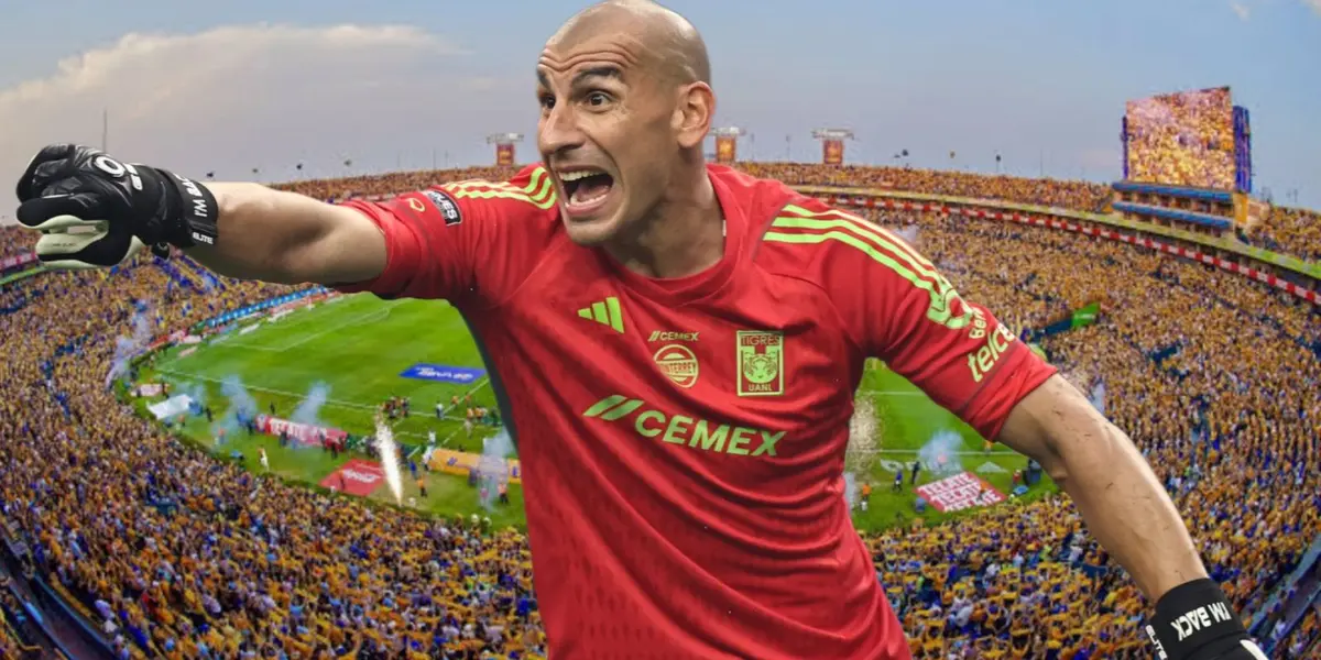 Nahuel Guzmán y al fondo el Estadio Universitario (GettyImages)