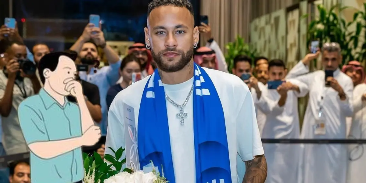 Neymar Jr. investido con los colores de Al-Hilal.