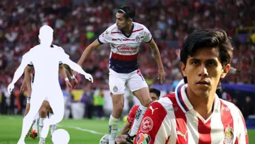 Ricardo Marín con balón controlado y JJ Macías | Foto: X @Chivas