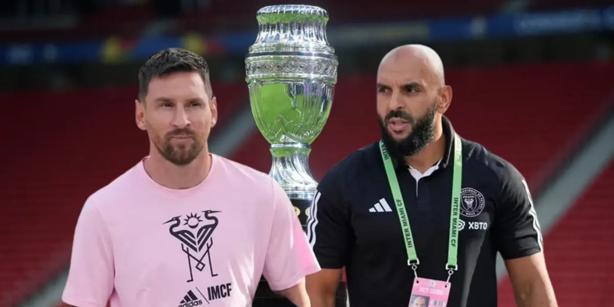 Trofeo de la Copa América, Messi y Yassine Cheuko | Foto: UnoTV