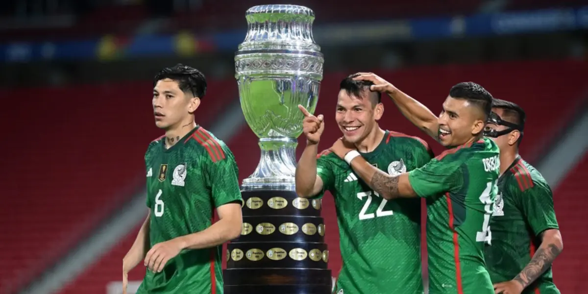 Trofeo de la Copa América y jugadores del Tri celebrando un gol | Foto: UnoTV